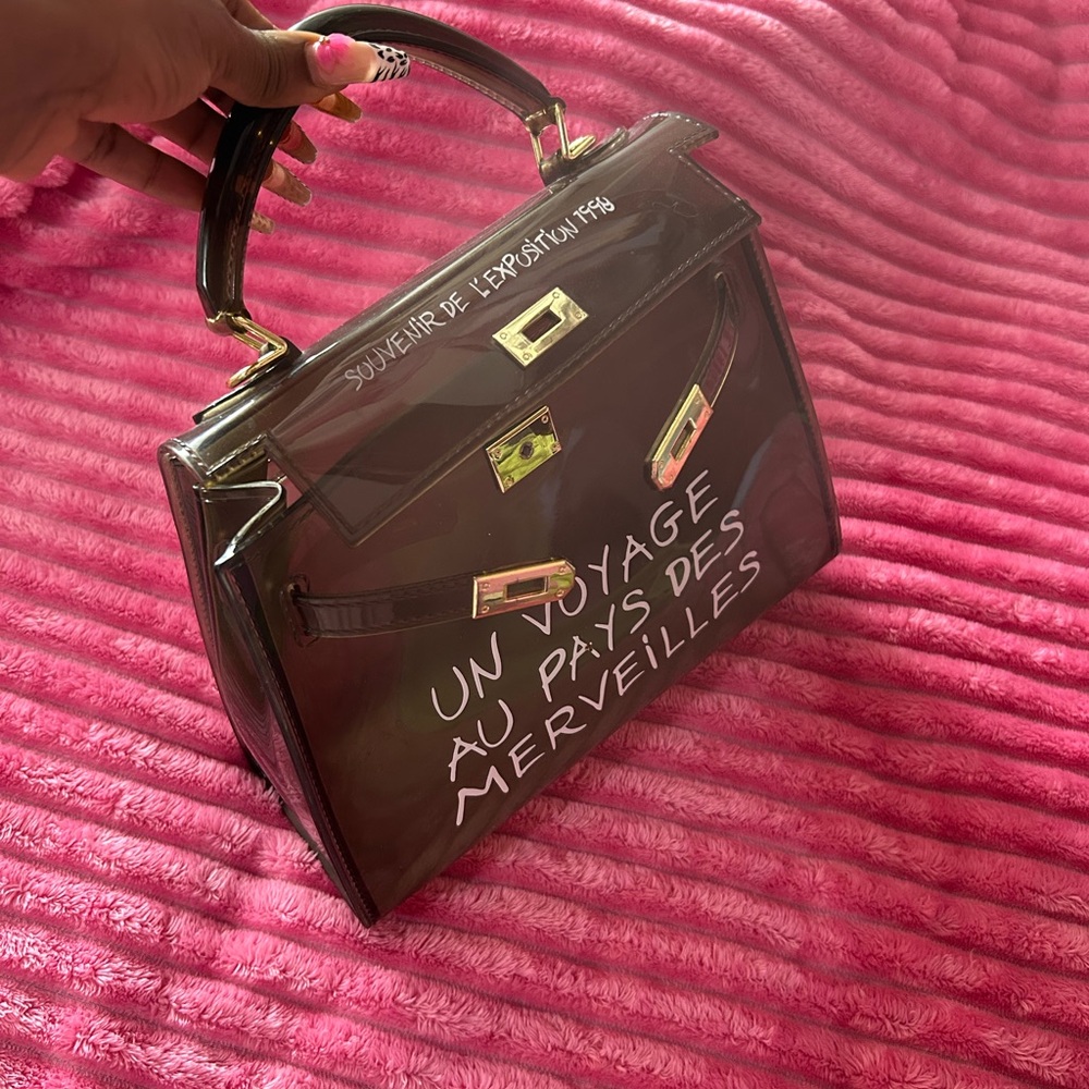Chic Transparent Handbag with Black Accents